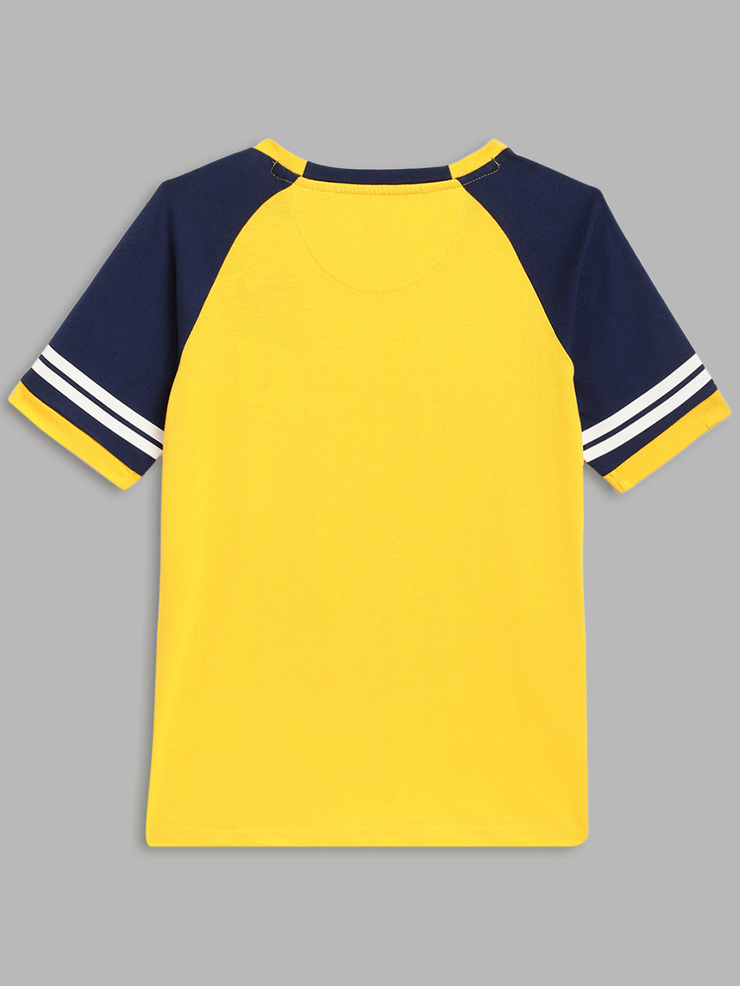 Blue Giraffe Boys Yellow Printed Round Neck Short Sleeves Tshirt