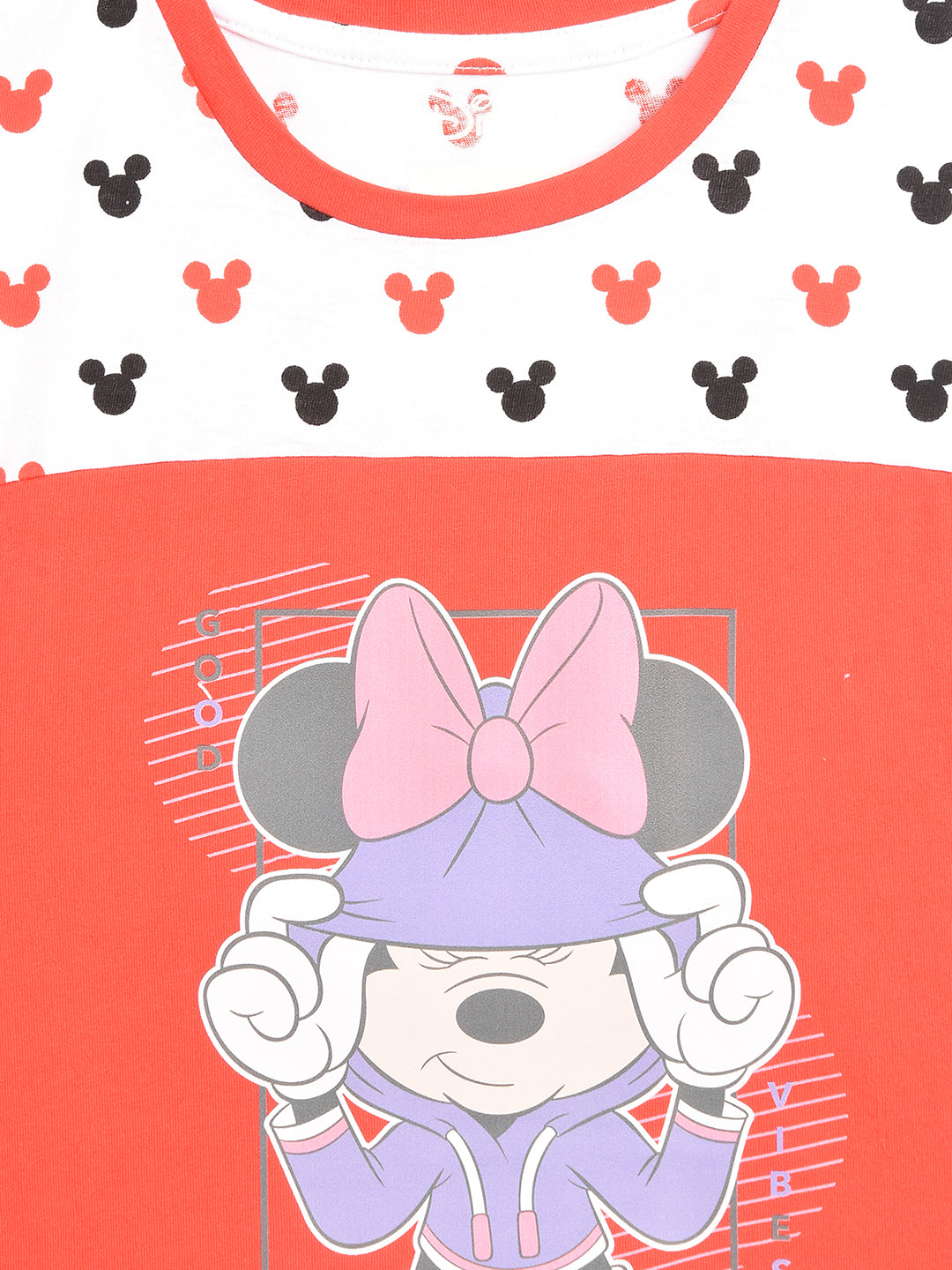 Blue Giraffe Girls Red Printed Round Neck Short Sleeves Tshirt