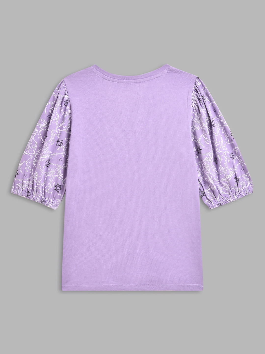Blue Giraffe Girls Purple Printed Round Neck Short Sleeves Tshirt