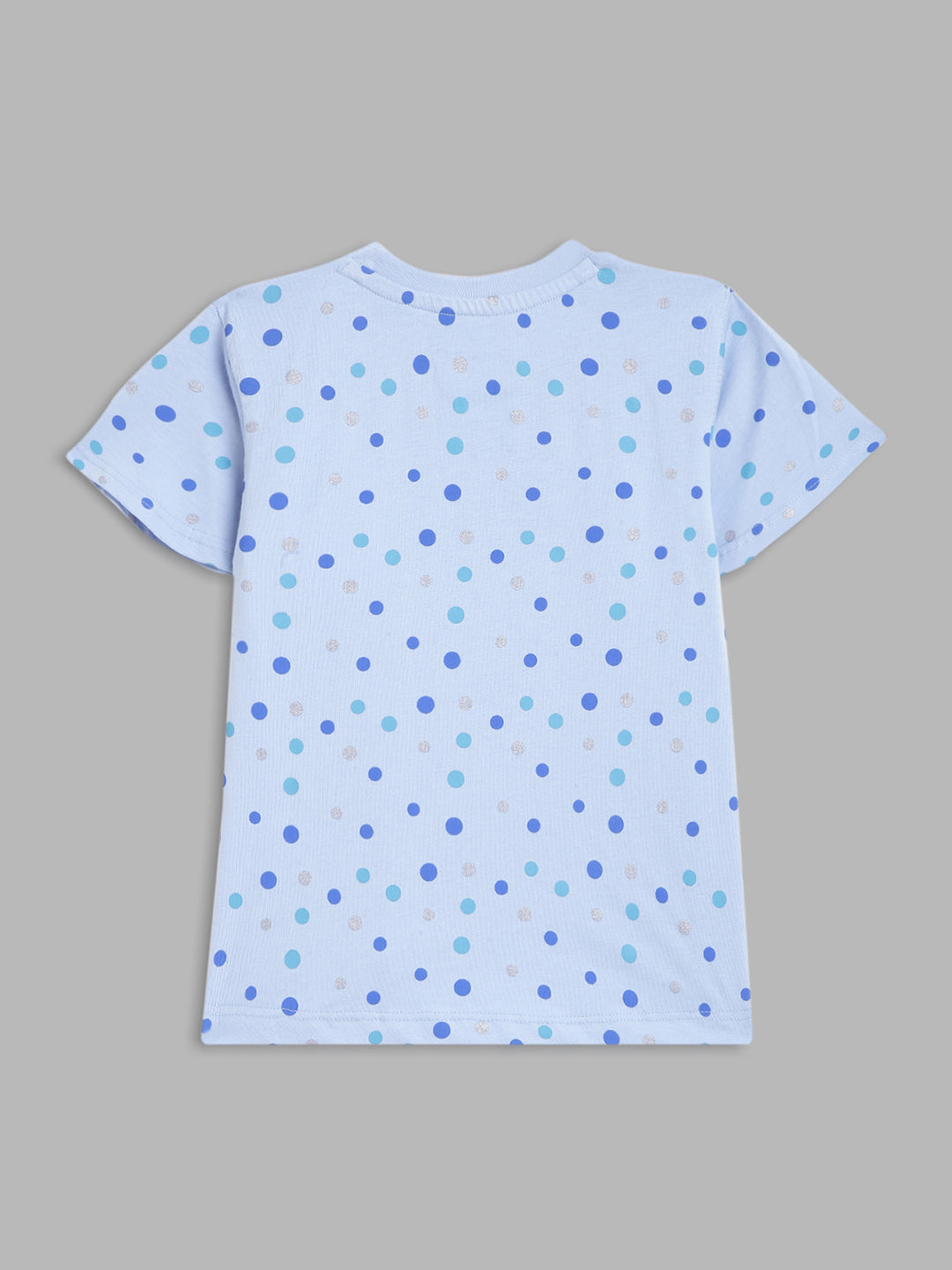 Blue Giraffe Girls Blue Printed Round Neck Short Sleeves Tshirt