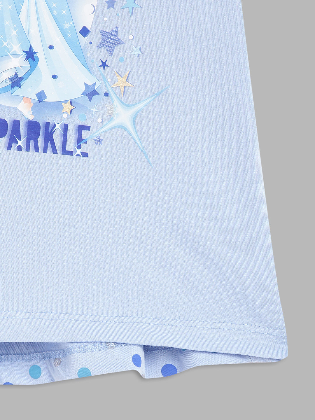 Blue Giraffe Girls Blue Printed Round Neck Short Sleeves Tshirt