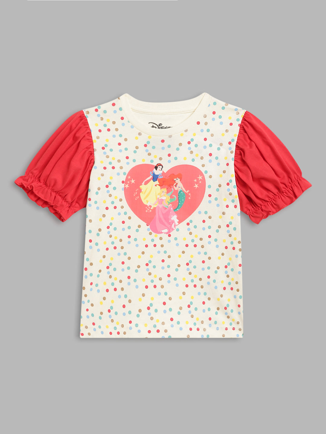 Blue Giraffe Girls Cream Printed Round Neck Short Sleeves Tshirt