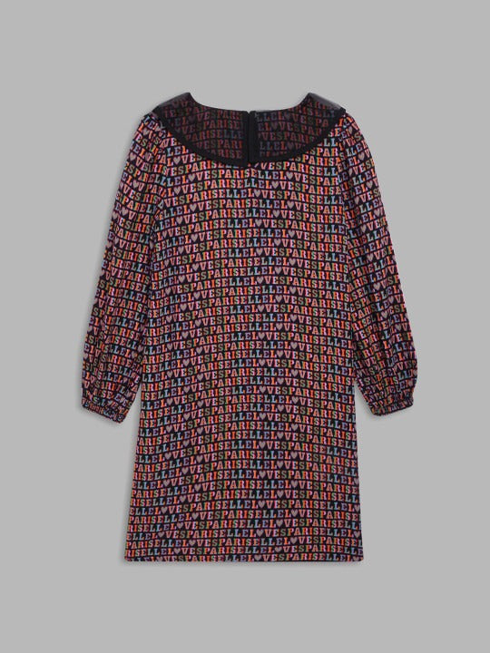 Elle Kids Girls Black Printed V Neck Dress