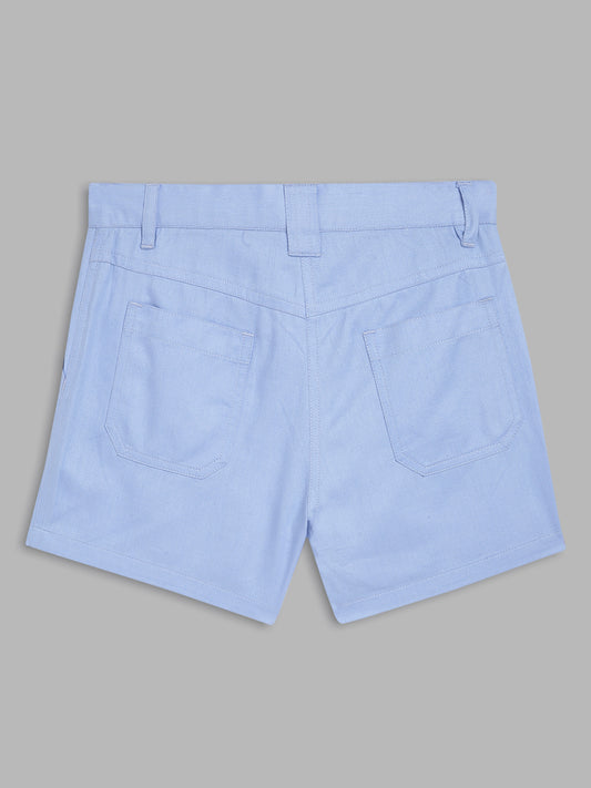 Elle Kids Girls Blue Solid Regular Fit Shorts