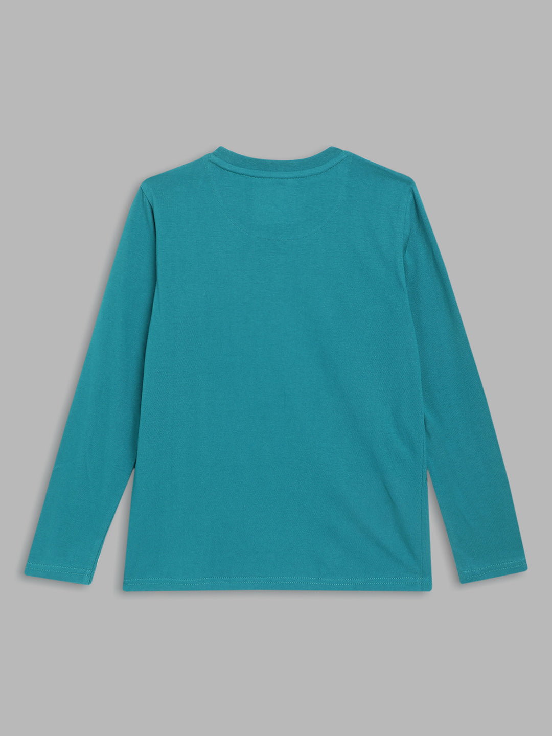 Blue Giraffe Boys Teal Printed Round Neck Full Sleeves Tshirt