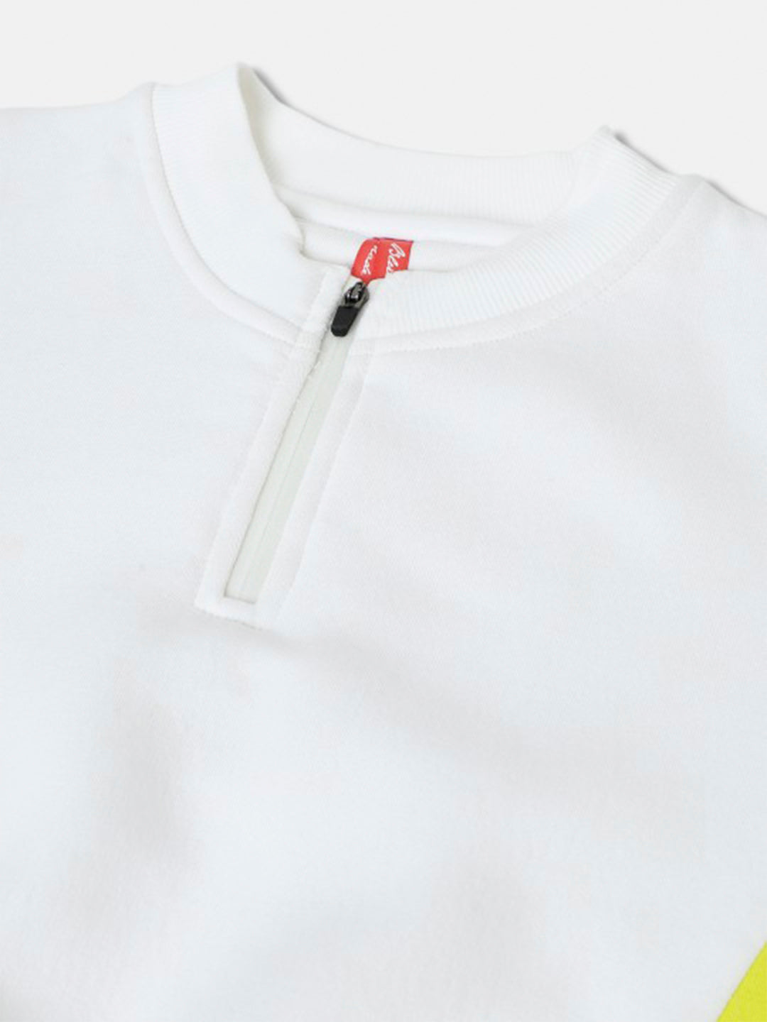 Blue Giraffe Girls White Color-Blocked Round Neck Full Sleeves Pullover Style Sweatshirt