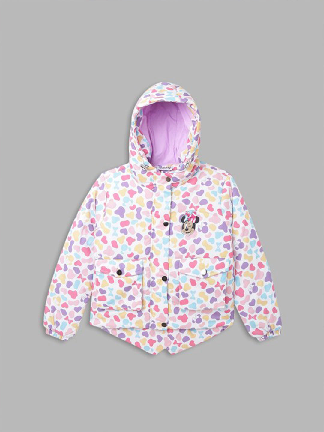 Blue Giraffe Girls Multi-Color Printed Hooded Full Sleeves Jacket
