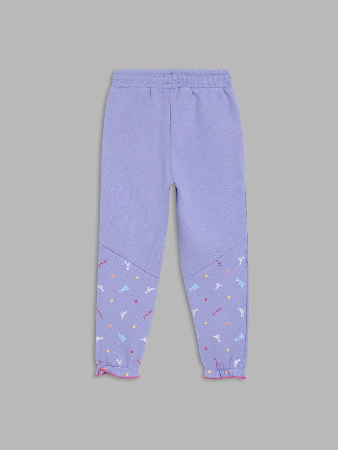 Blue Giraffe Girls Purple Solid Regular Fit Mid-Rise Jogger Style Track Pants