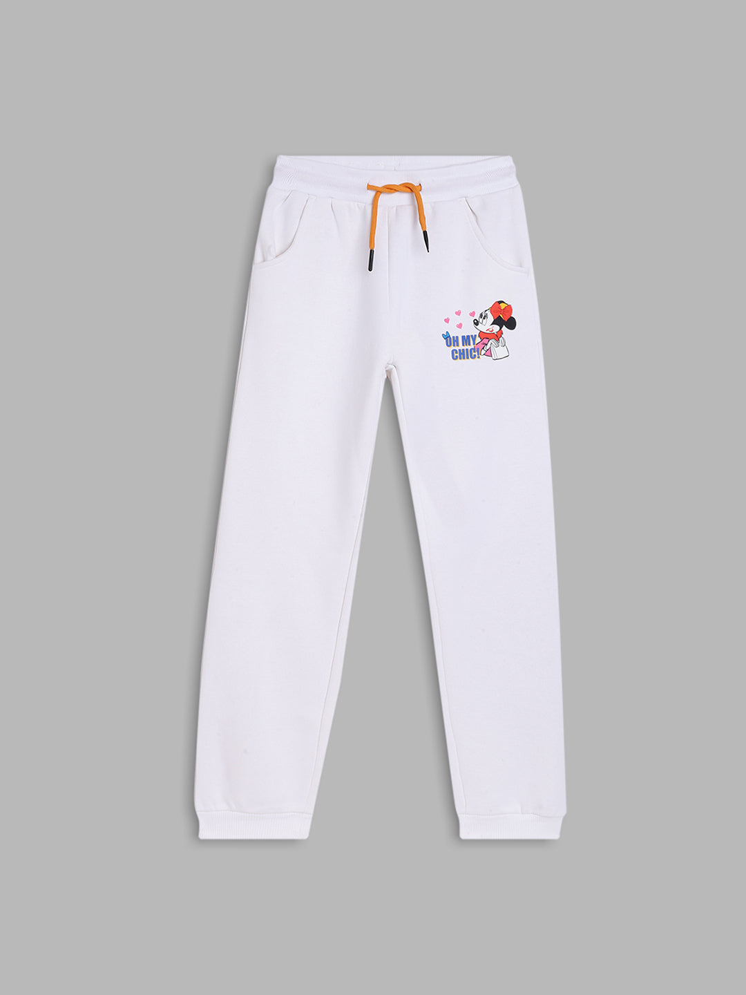 Blue Giraffe Girls White Solid Regular Fit Mid-Rise Jogger Style Track Pants