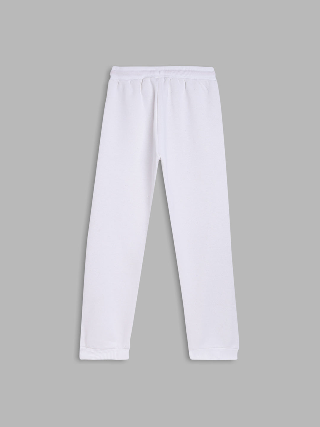 Blue Giraffe Girls White Solid Regular Fit Mid-Rise Jogger Style Track Pants