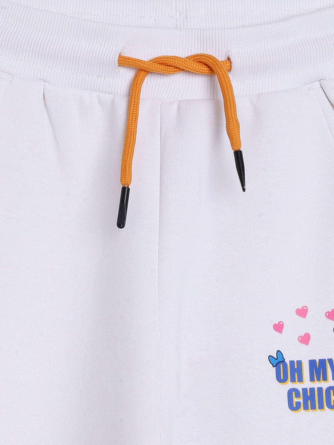 Blue Giraffe Girls White Solid Regular Fit Mid-Rise Jogger Style Track Pants