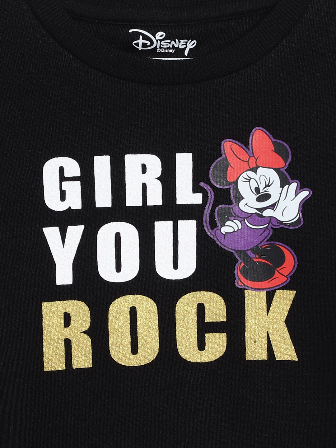 Blue Giraffe Girls Black Printed Round Neck Full Sleeves Pullover Style Sweatshirt