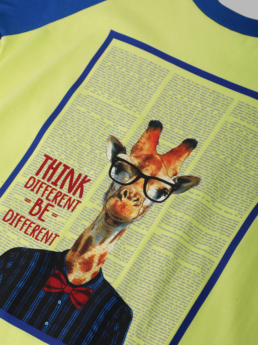 Blue Giraffe Boys Green Printed Round Neck Short Sleeves Tshirt