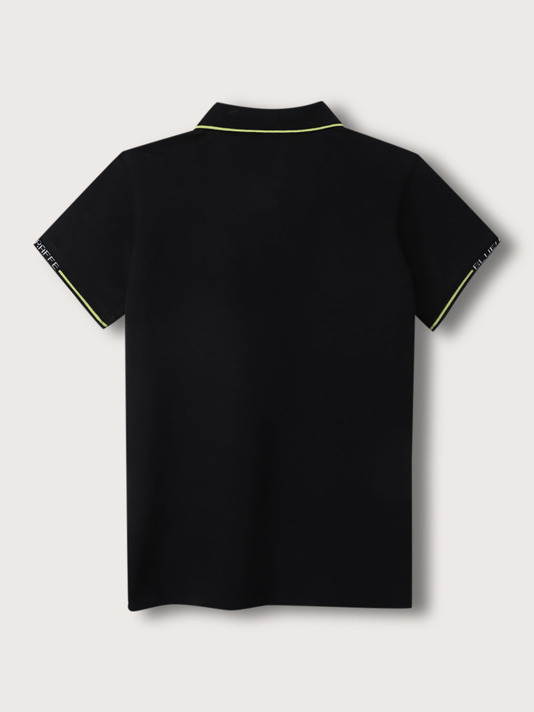 Blue Giraffe Boys Black Solid Polo Collar Short Sleeves Tshirt