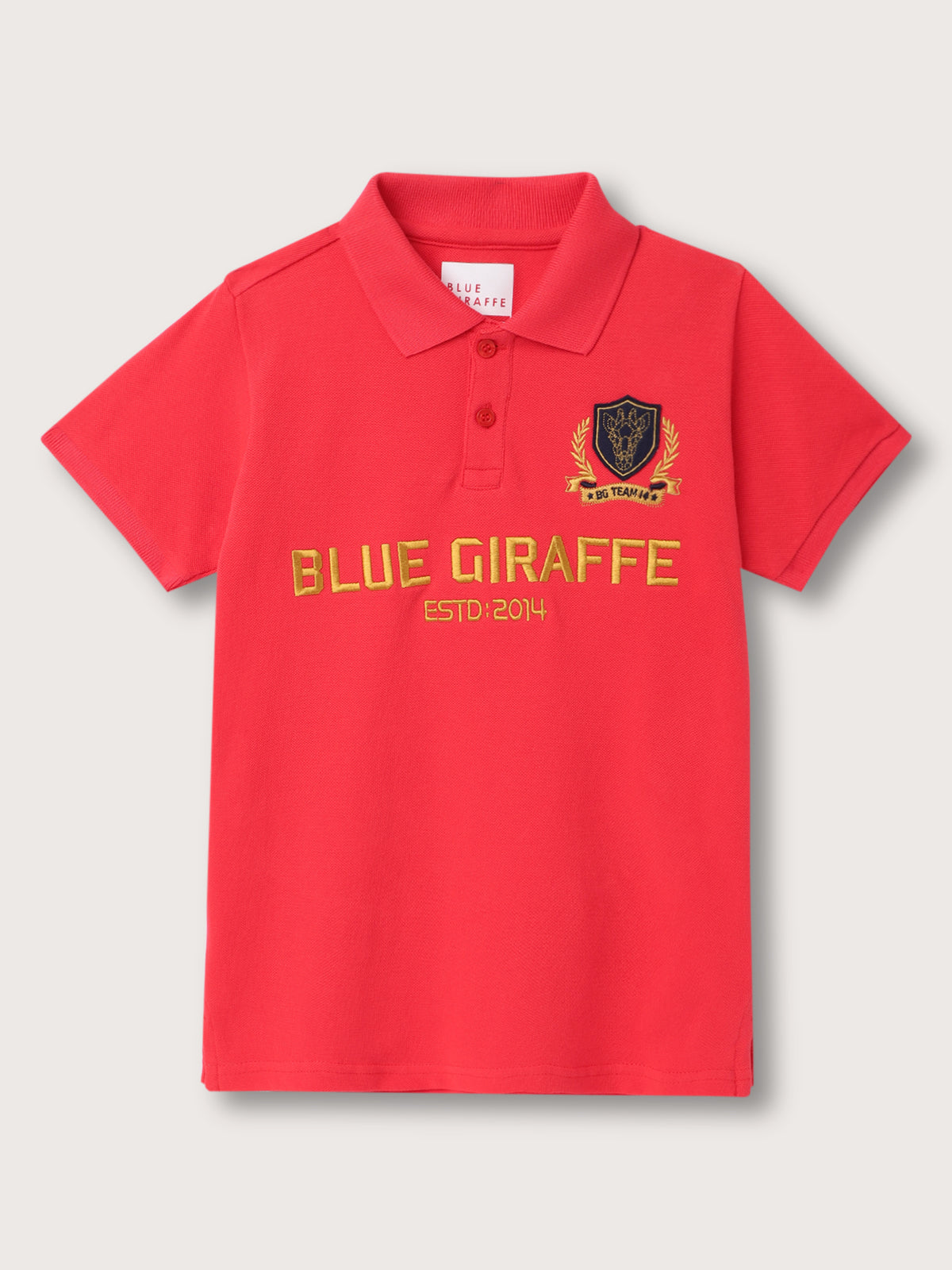 Blue Giraffe Boys Red Solid Polo Collar Short Sleeves Tshirt