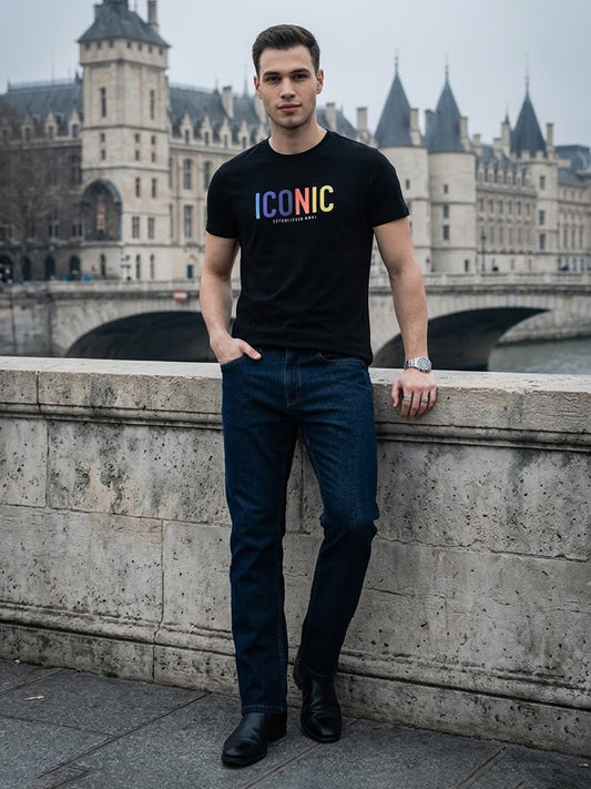 Iconic Men Blue Embroidered Regular Fit Jeans