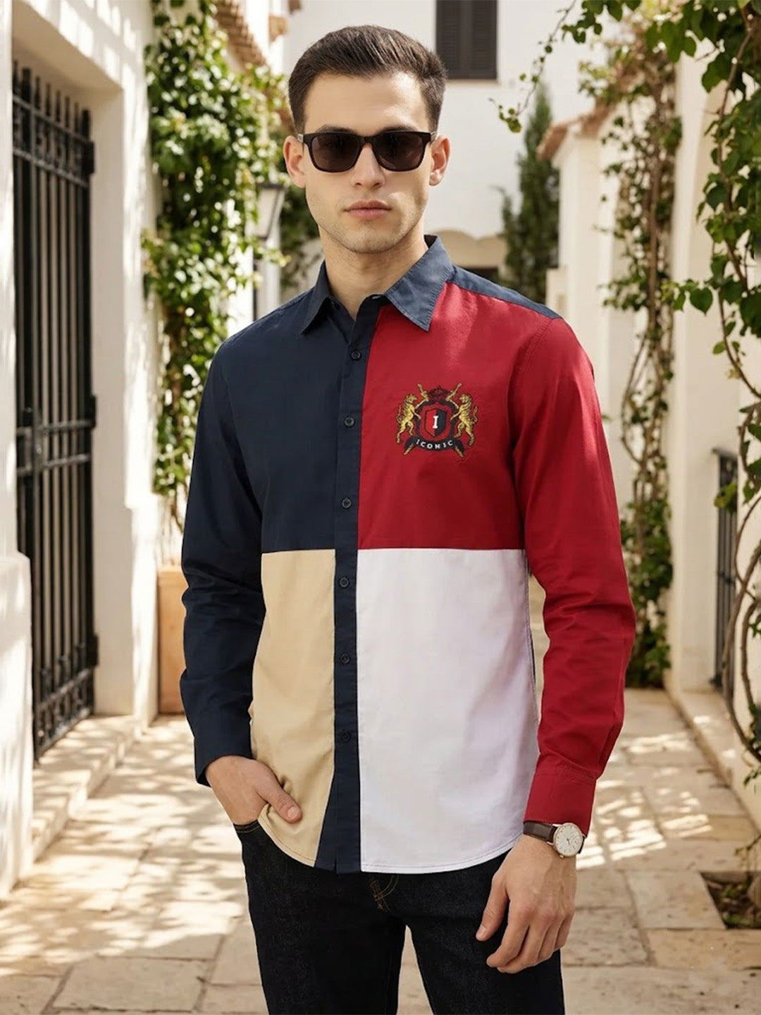 Iconic Multi Color Fashion Logo Regular Fit Shirt