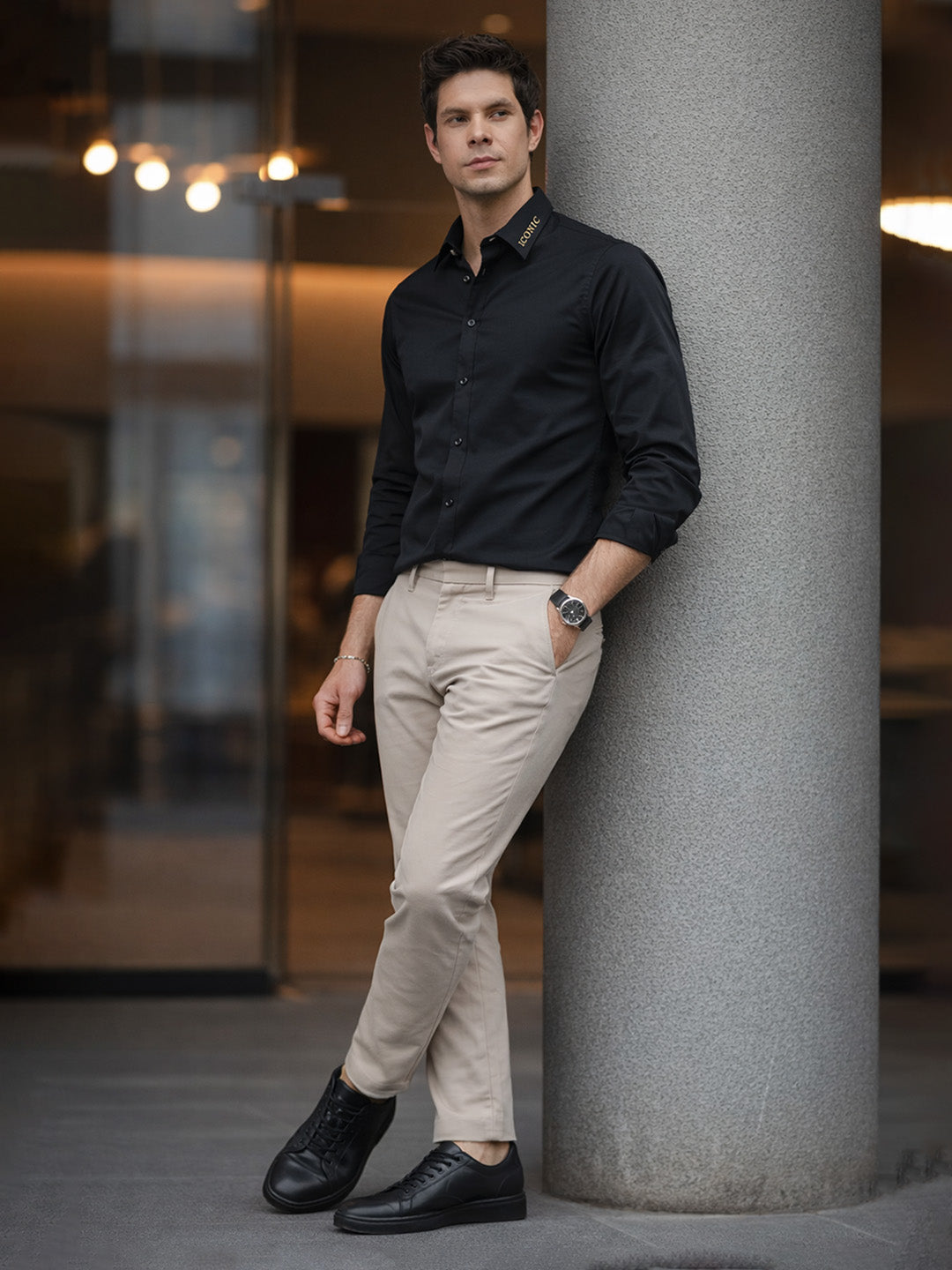 Iconic Black Regular Fit Shirt