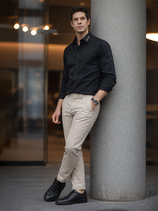 Iconic Black Regular Fit Shirt