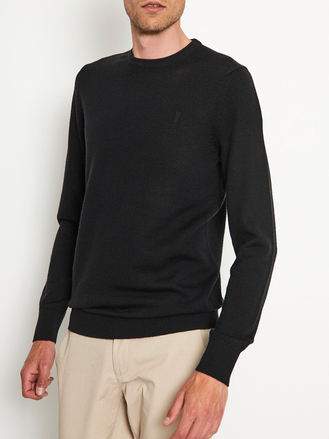 Bruun & Stengade Men Black Solid Round Neck Sweater