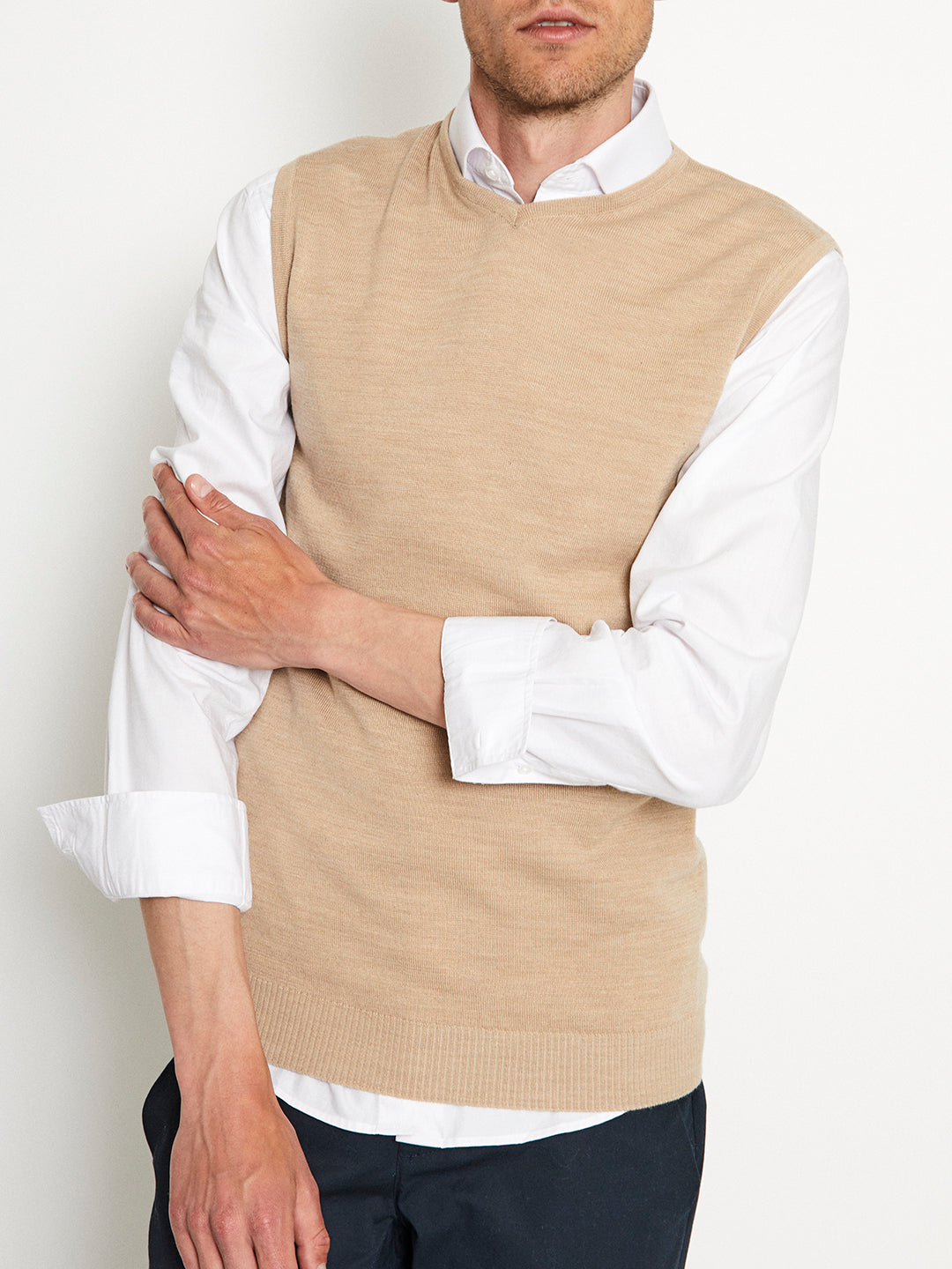 Bruun & Stengade Men Beige Printed Round Neck Sweater