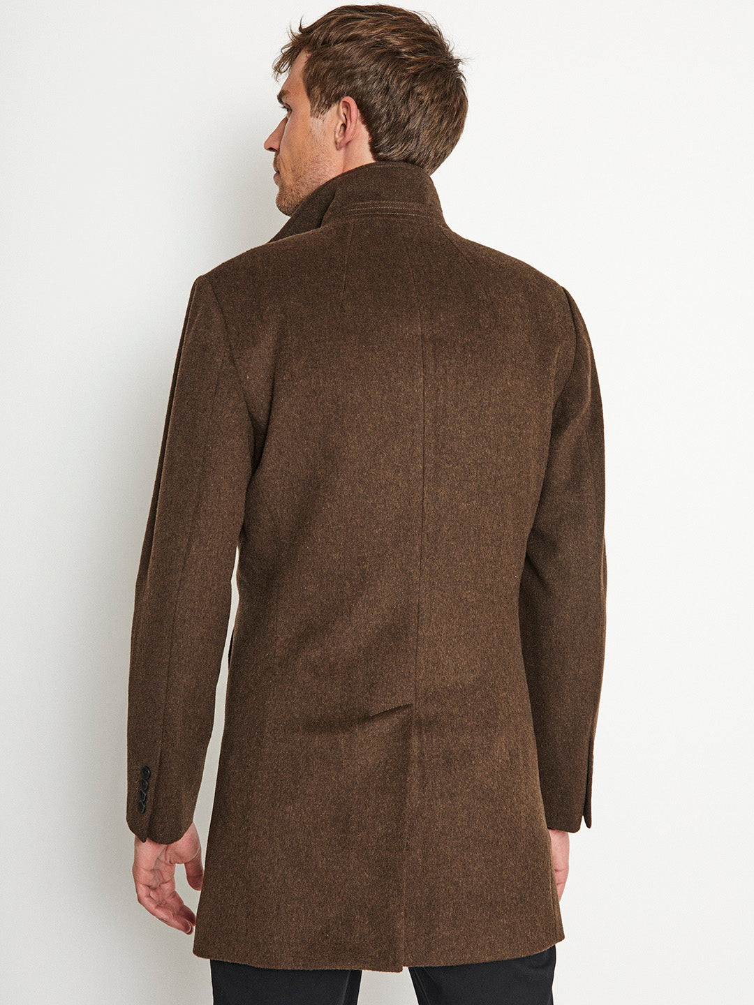 Bruun & Stengade Men Solid Stand Collar Full Sleeves Coat