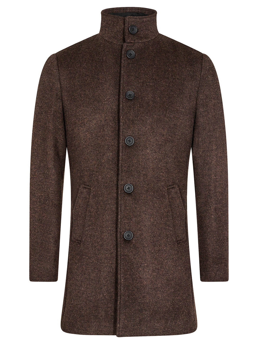 Bruun & Stengade Men Solid Stand Collar Full Sleeves Coat