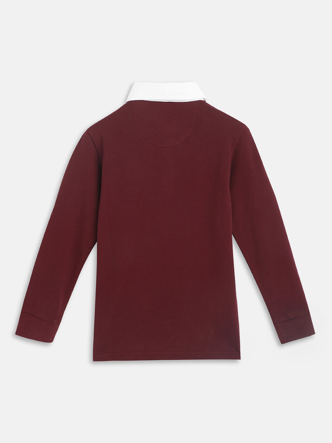 Blue Giraffe Boys Red Solid Polo Collar Full Sleeves Tshirt