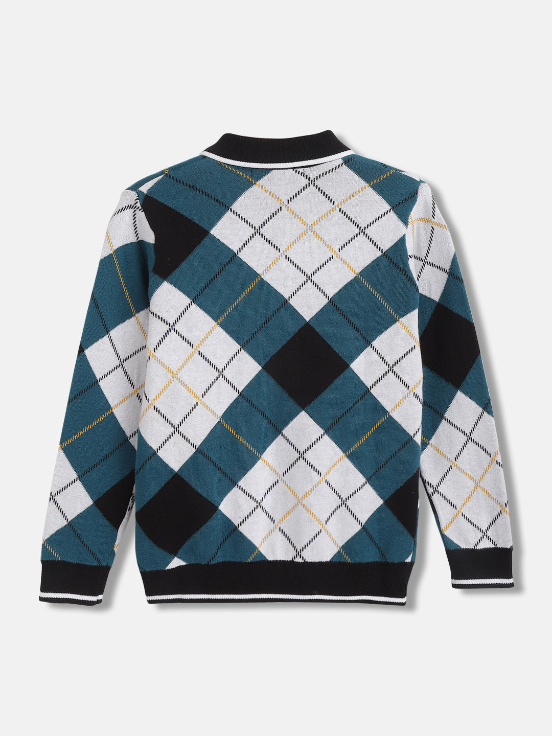 Blue Giraffe Boys Multi-Color Checked Polo Collar Full Sleeves Tshirt