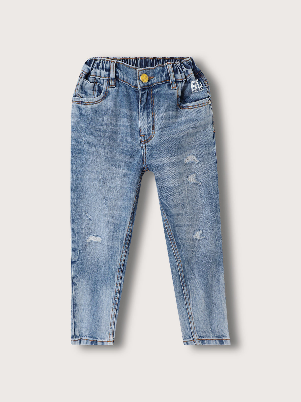 Blue Giraffe Boys Blue Washed Regular Fit Jeans