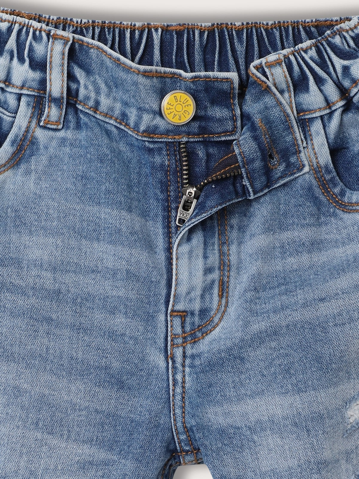 Blue Giraffe Boys Blue Washed Regular Fit Jeans