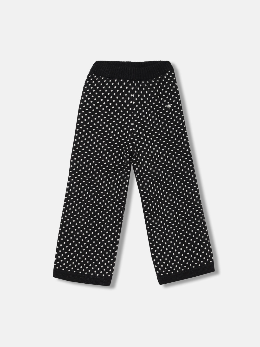 Blue Giraffe Girls Black Printed Regular Fit Flat-Front Trouser