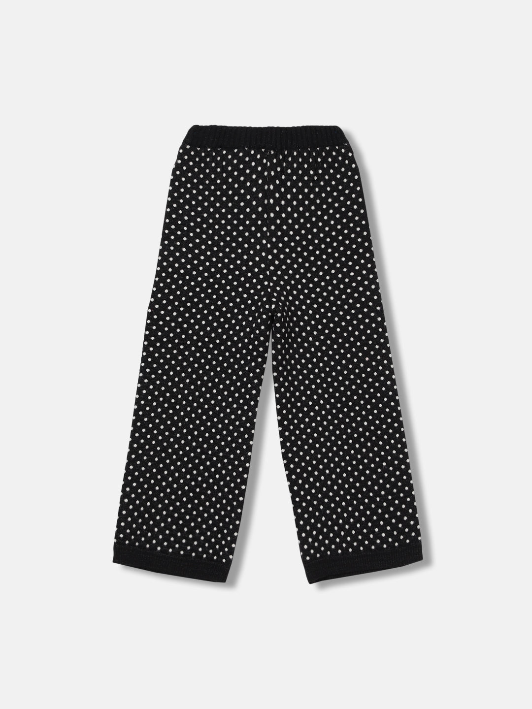 Blue Giraffe Girls Black Printed Regular Fit Flat-Front Trouser