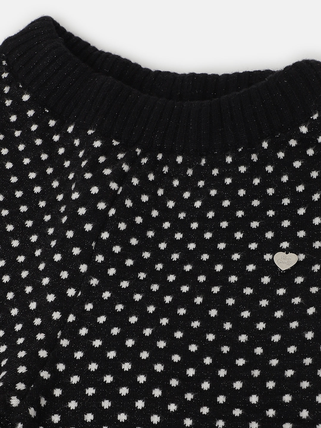 Blue Giraffe Girls Black Printed Regular Fit Flat-Front Trouser