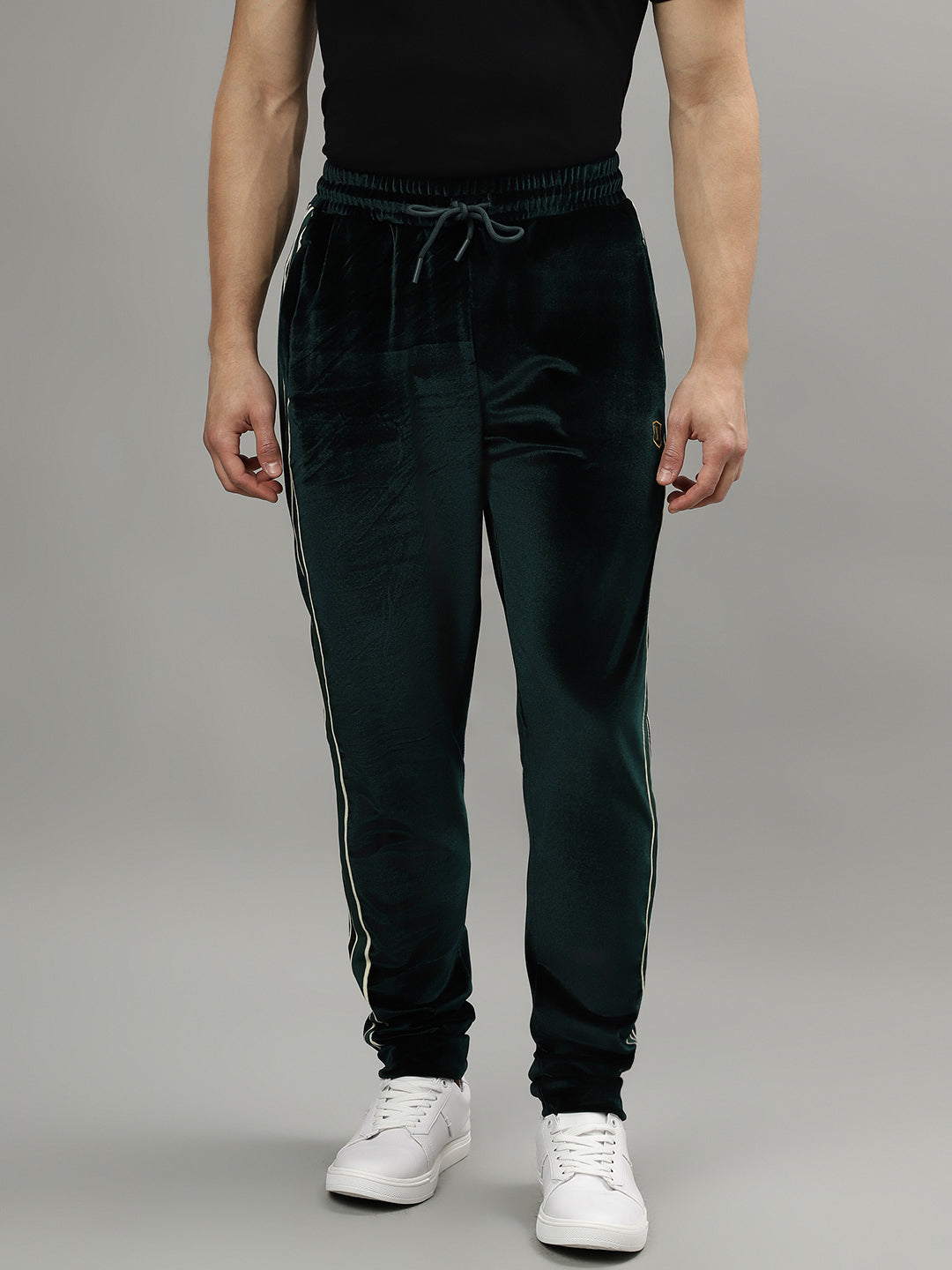 Iconic Men Green Solid Regular Fit Mid-Rise Track Pants