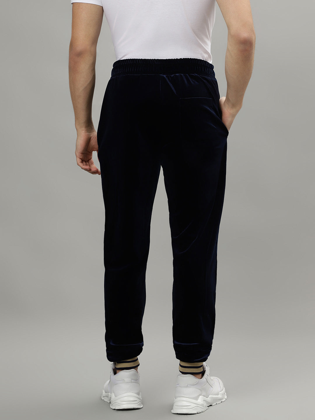 Iconic Men Navy Blue Solid Regular Fit Mid-Rise Track Pants