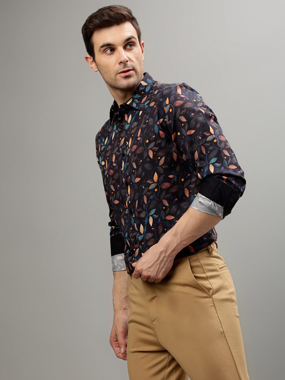 Iconic Men Black Shirt Collar Shirt