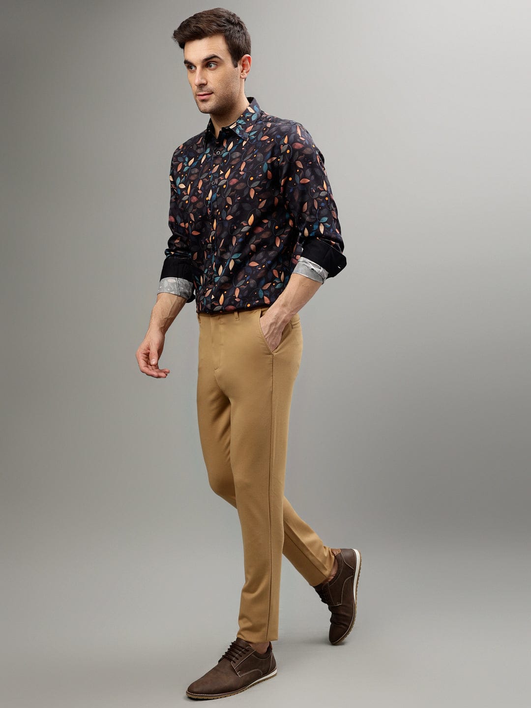 Iconic Men Black Shirt Collar Shirt