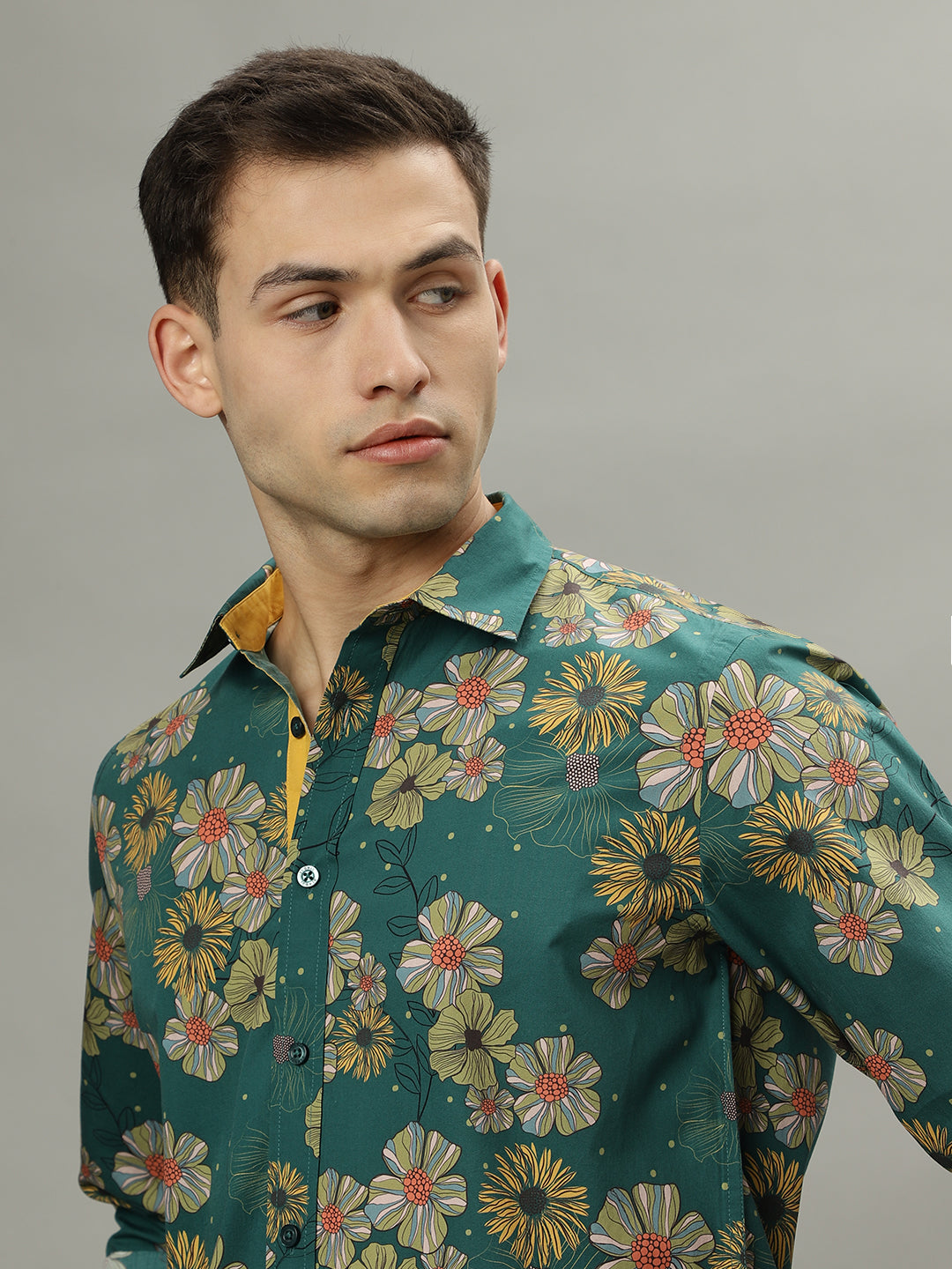 Iconic Men Green Shirt Collar Shirt