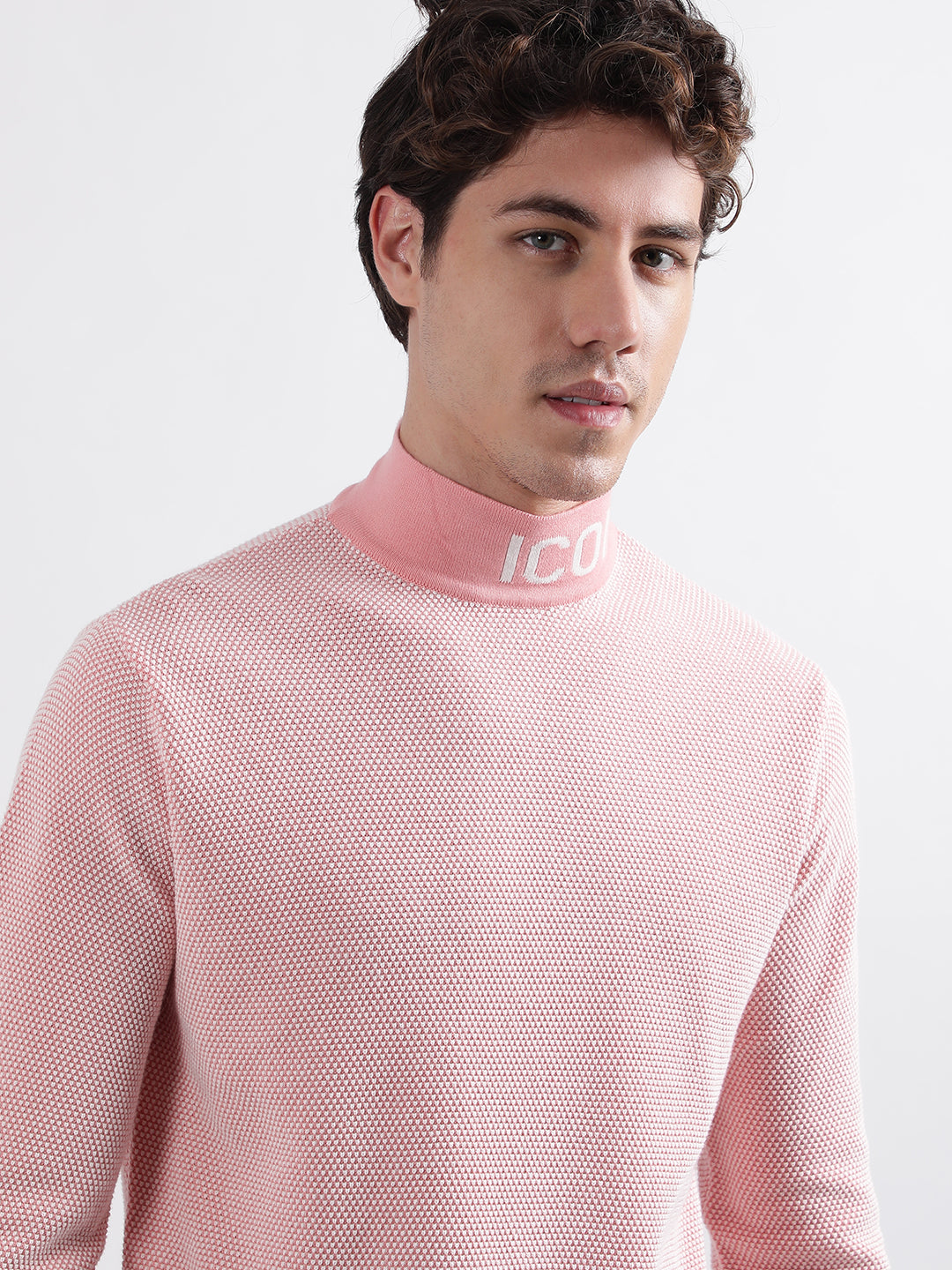 epine ❤︎ rib knit high neck pink Buy Women Pink Rib Full Sleeves High Neck Sweater Online at Best