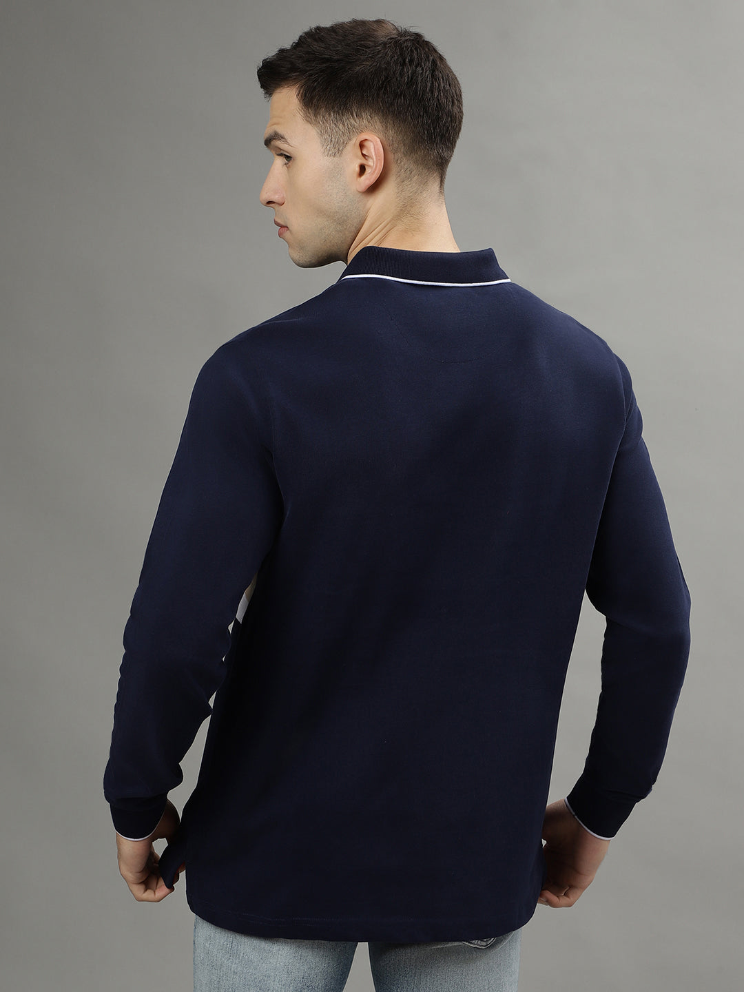 Iconic Men Multicolor Colorblocked Polo Collar Full Sleeves Tshirt