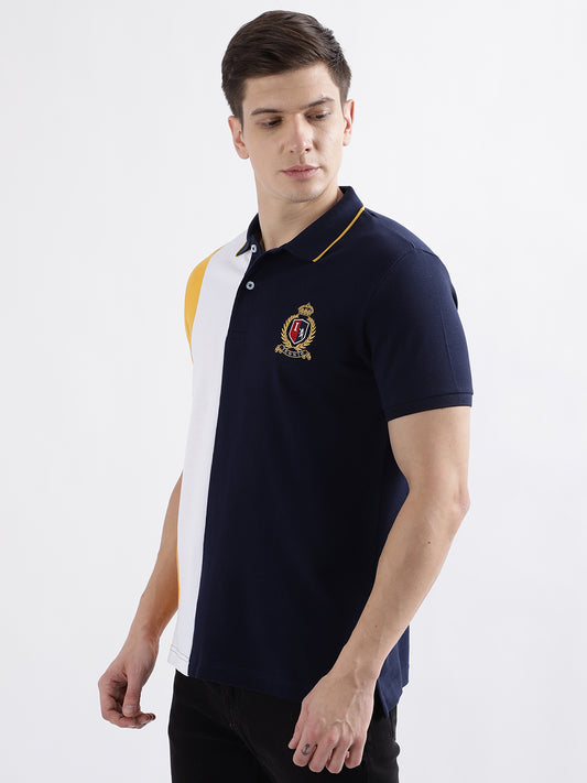 Iconic Men Multicolor Colorblocked Polo Collar Short Sleeves Tshirt