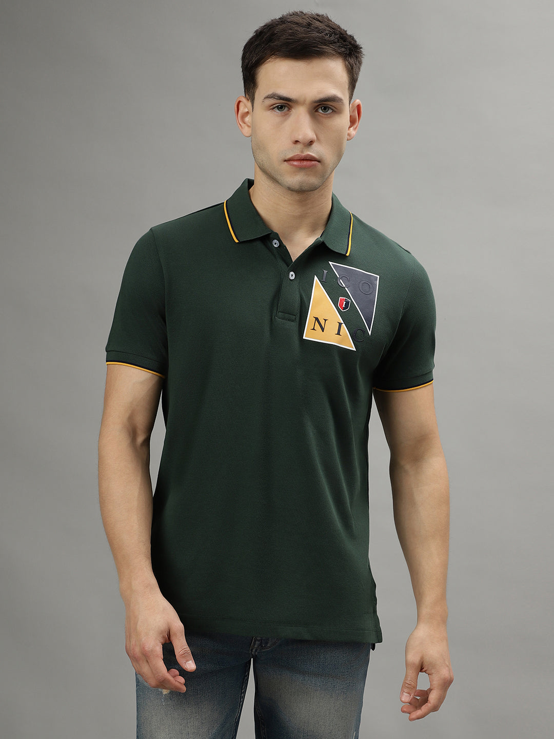 Iconic Men Green Polo Tshirt