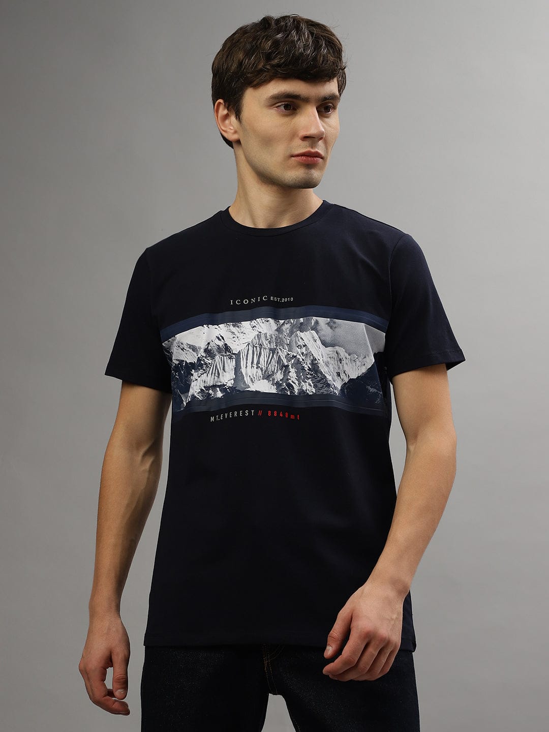 Iconic Men Blue Round Neck Tshirt