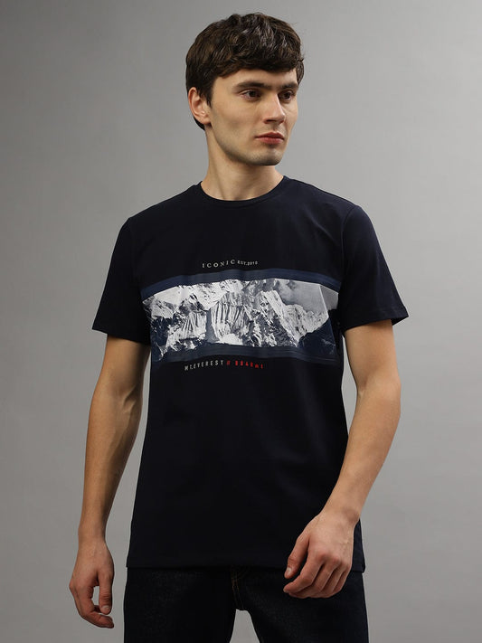 Iconic Men Blue Round Neck Tshirt