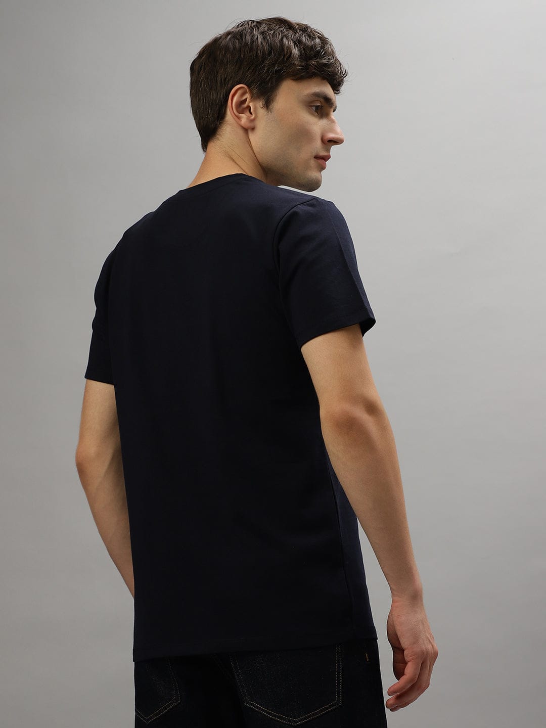 Iconic Men Blue Round Neck Tshirt