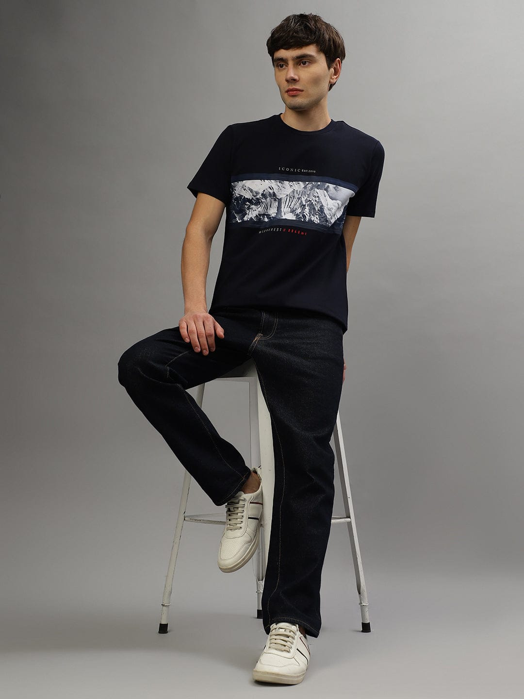 Iconic Men Blue Round Neck Tshirt