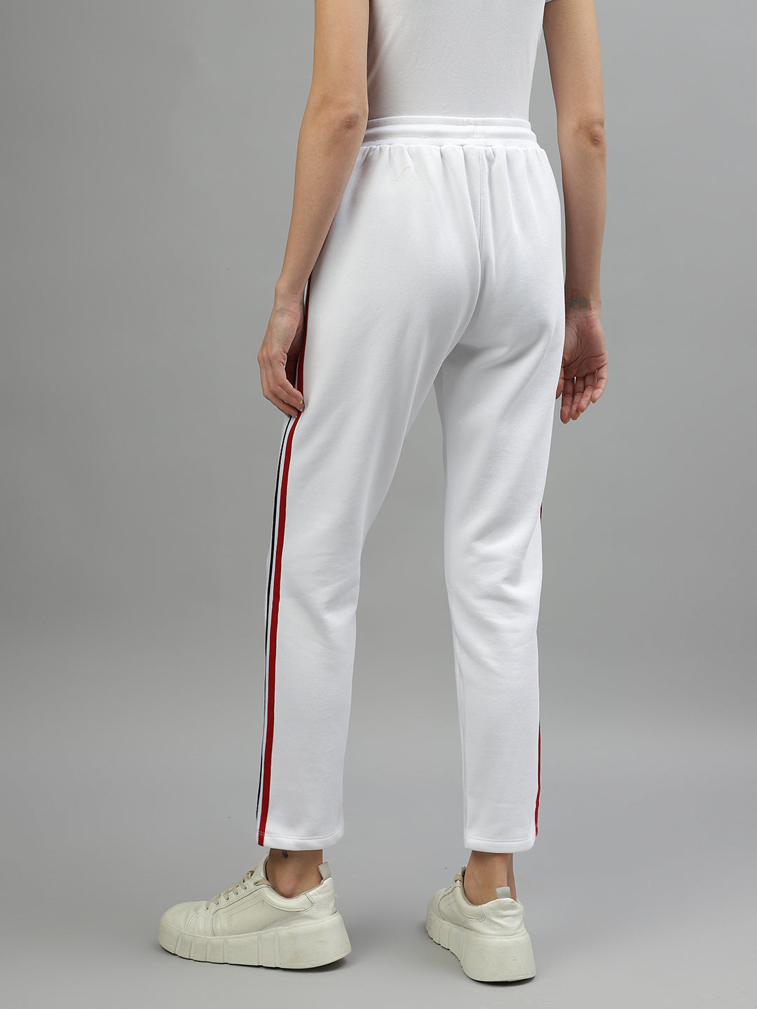 Iconic Women White Solid Regular Fit Mid-Rise Track Pants