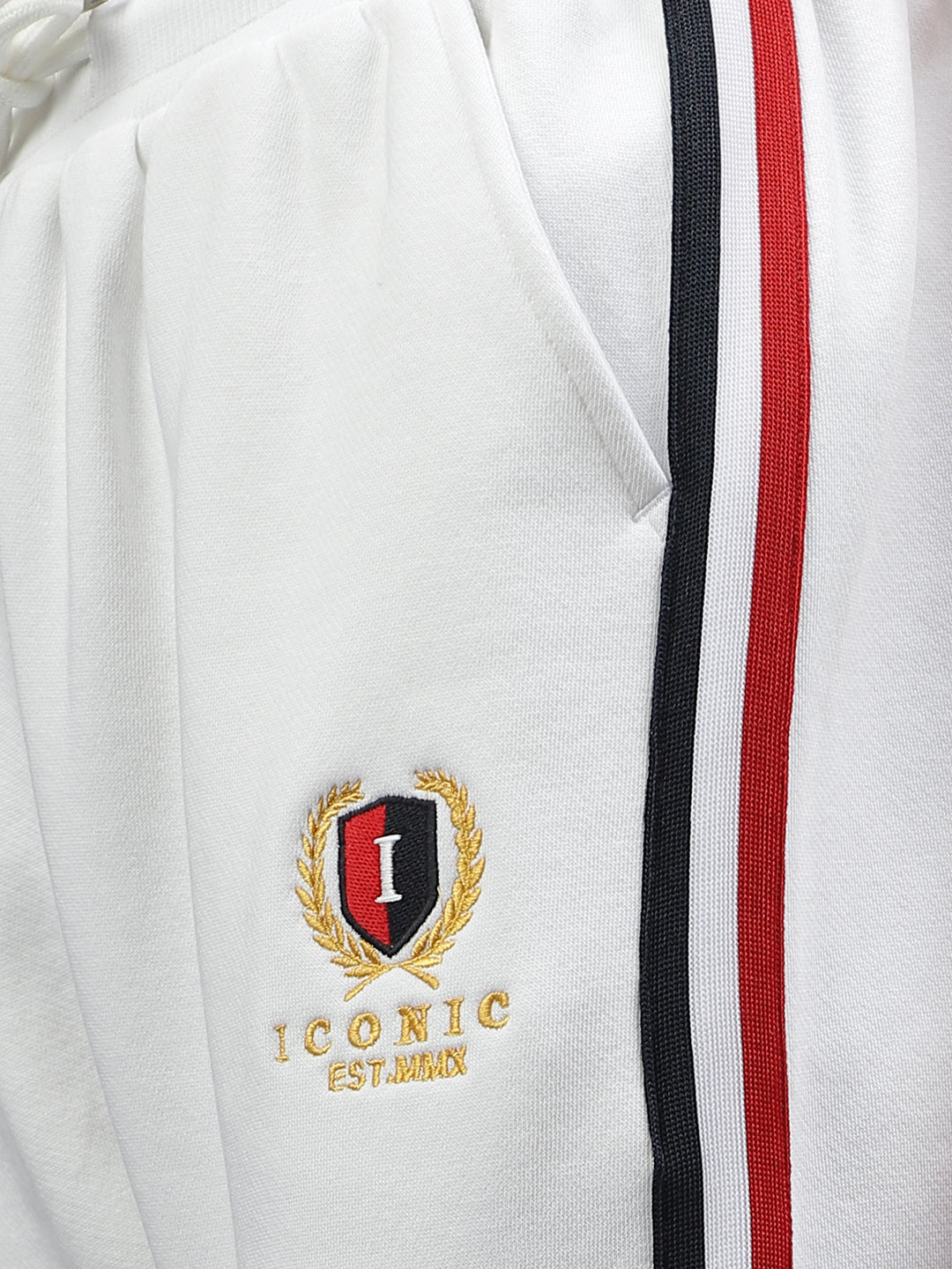 Iconic Women White Solid Regular Fit Mid-Rise Track Pants