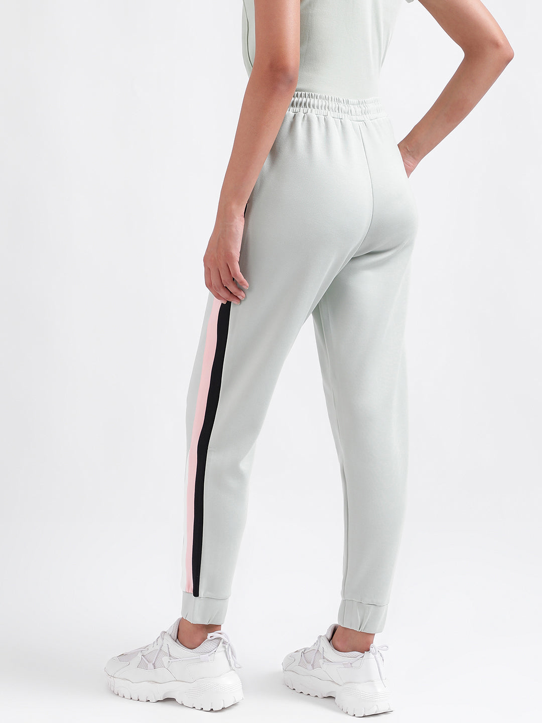 Iconic Women Green Solid Relaxed Fit Mid-Rise Track Pants